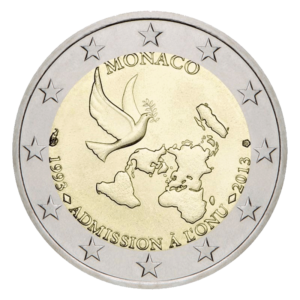 2 euro 20 jaar VN-lid herdenkingsmunt monaco
