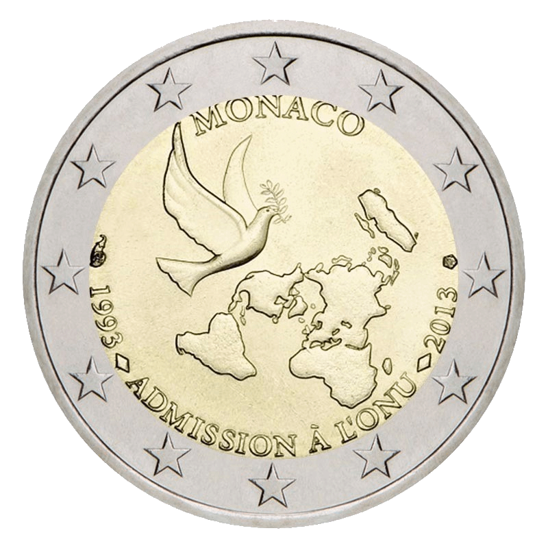 2 euro 20 jaar VN-lid herdenkingsmunt monaco