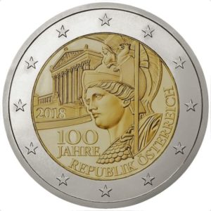2 euro herdenkingsmunt 100 jaar van Oostenrijk