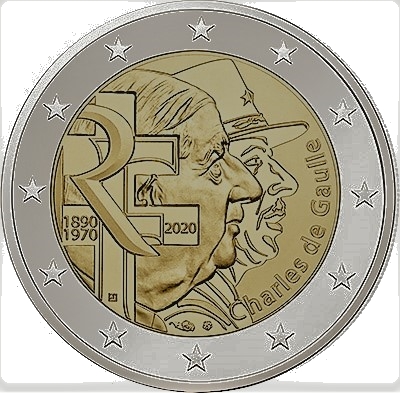 2 euromunt charles de gaulle frankrijk