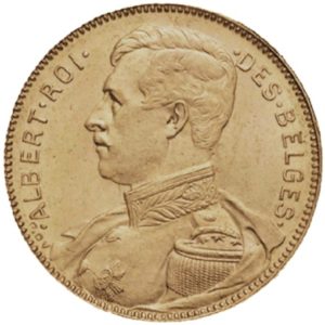 Pièce en or Albert 1er rare de 20 Francs
