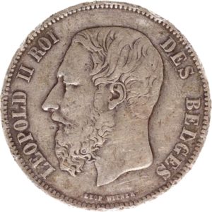 5 Frank in sterling zilver van Leopold II van België
