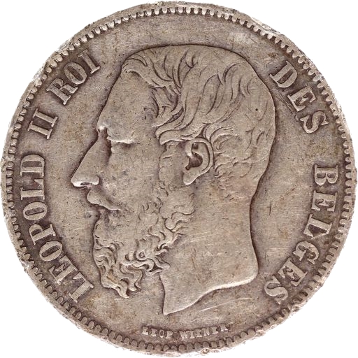 5 Frank in sterling zilver van Leopold II van België