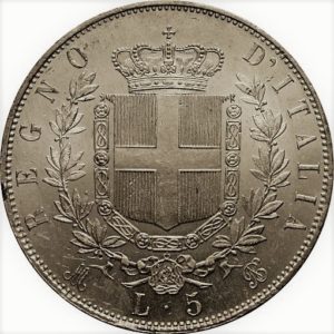 5 lires victor emmanuel II de Savoie Roi d'Italie