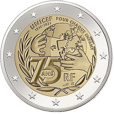 2 euro herdenkingsmunt UNICEF - Frankrijk - 2021