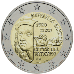 2 euro herdenkingsmunt Rafaello Sanzio Vaticaan 2020