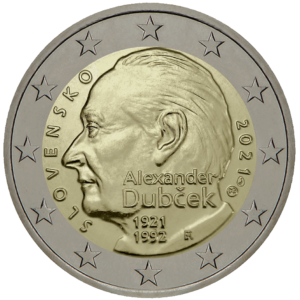 2 euro herdenkingsmunt Alexander Dubcek Slowakije 2021
