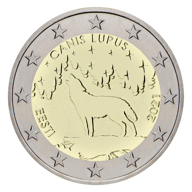 2 euro herdenkingsmunt de Wolf Canis Lupus Eestland 2021