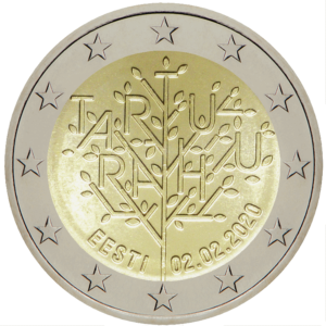2 euro herdenkingsmunt Vrede van Tartu Estland 2020