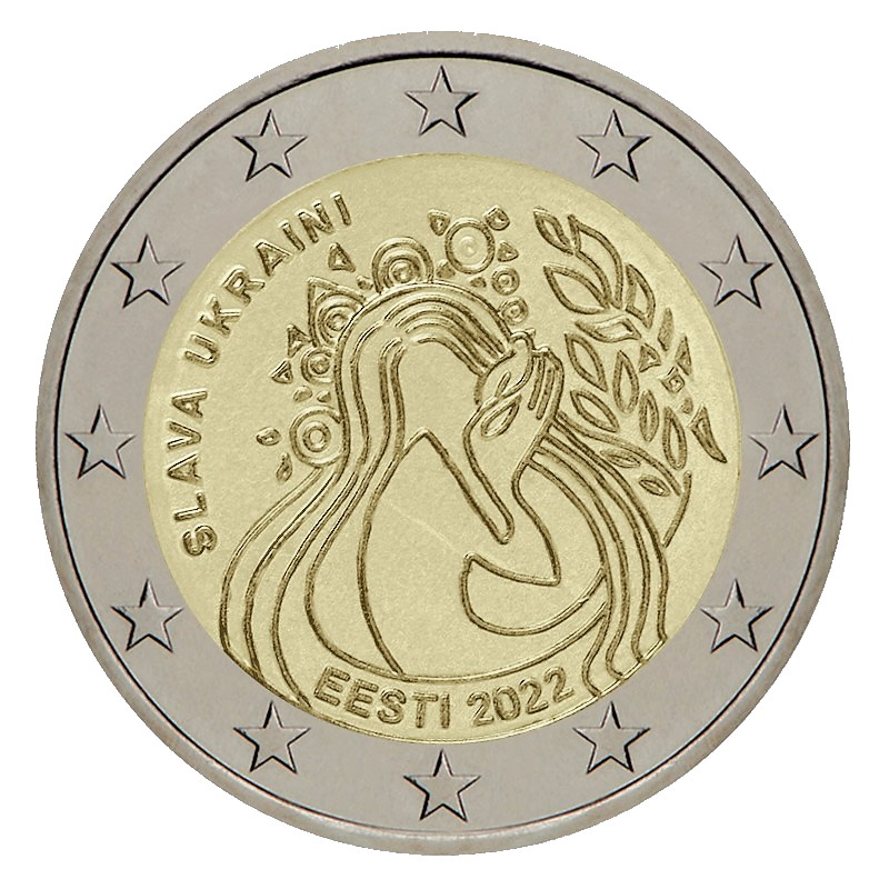 2 euro herdenkingsmunt Slava Ukraini Estland 2022