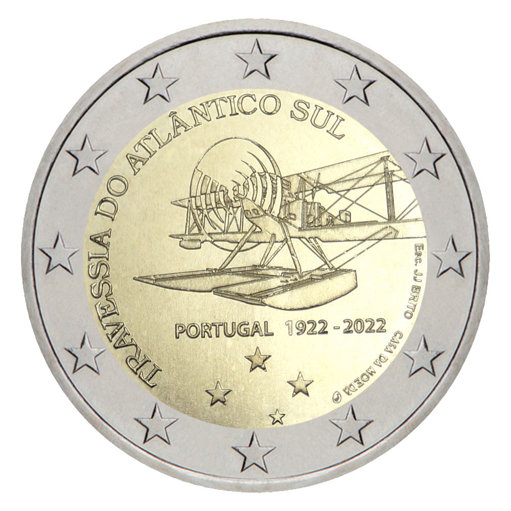 2 euro herdenkingsmunt De Atlantische Oceaan overvliegen Portugal 2022