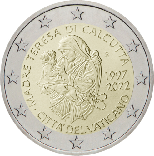 2 euro herdenkingsmunt Moeder Theresa Vaticaan 2022