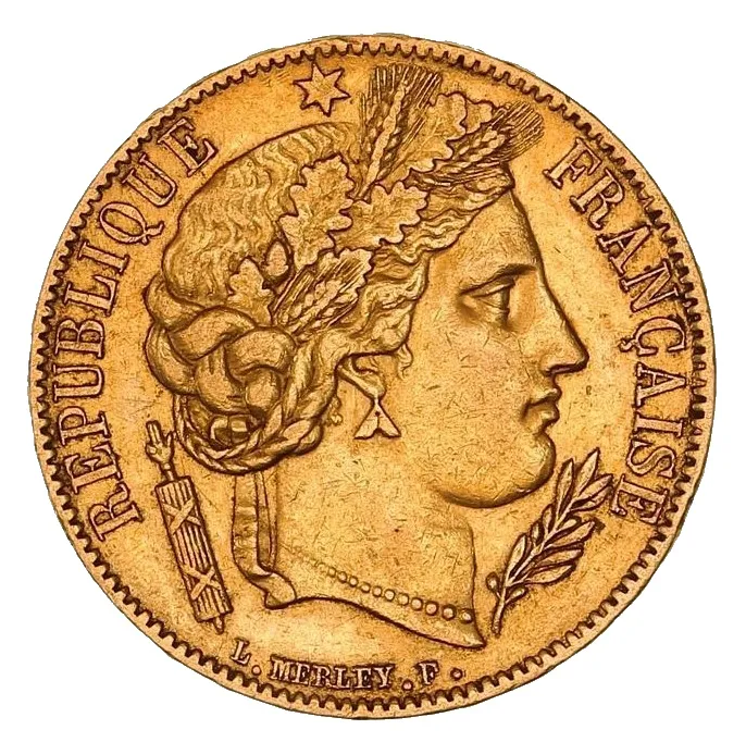 20 frank Ceres in goud voorzijde Frankrijk
