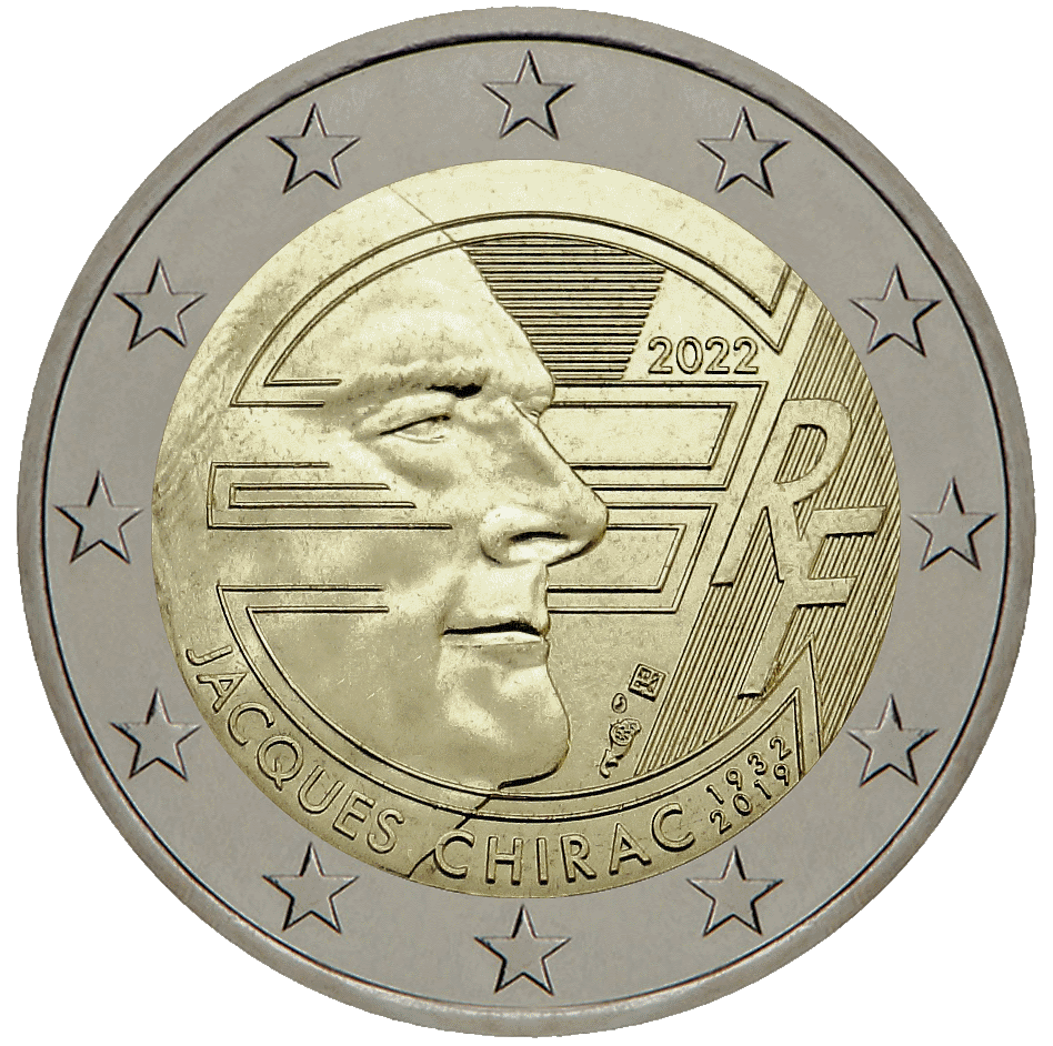 speciale 2 euromunt ter ere van Jacques Chirac