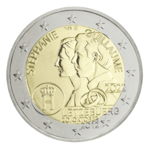 2 euro herdenkingsmunt huwelijk van Stéphanie en Guillaume luxemburg 2022