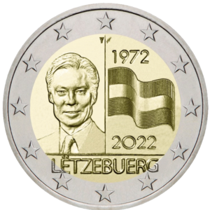 2 euro herdenkingsmunt vlag luxemburg luxemburg 2022