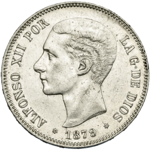5 peseta's Alfonso XII in zilver - 1877 - 1881