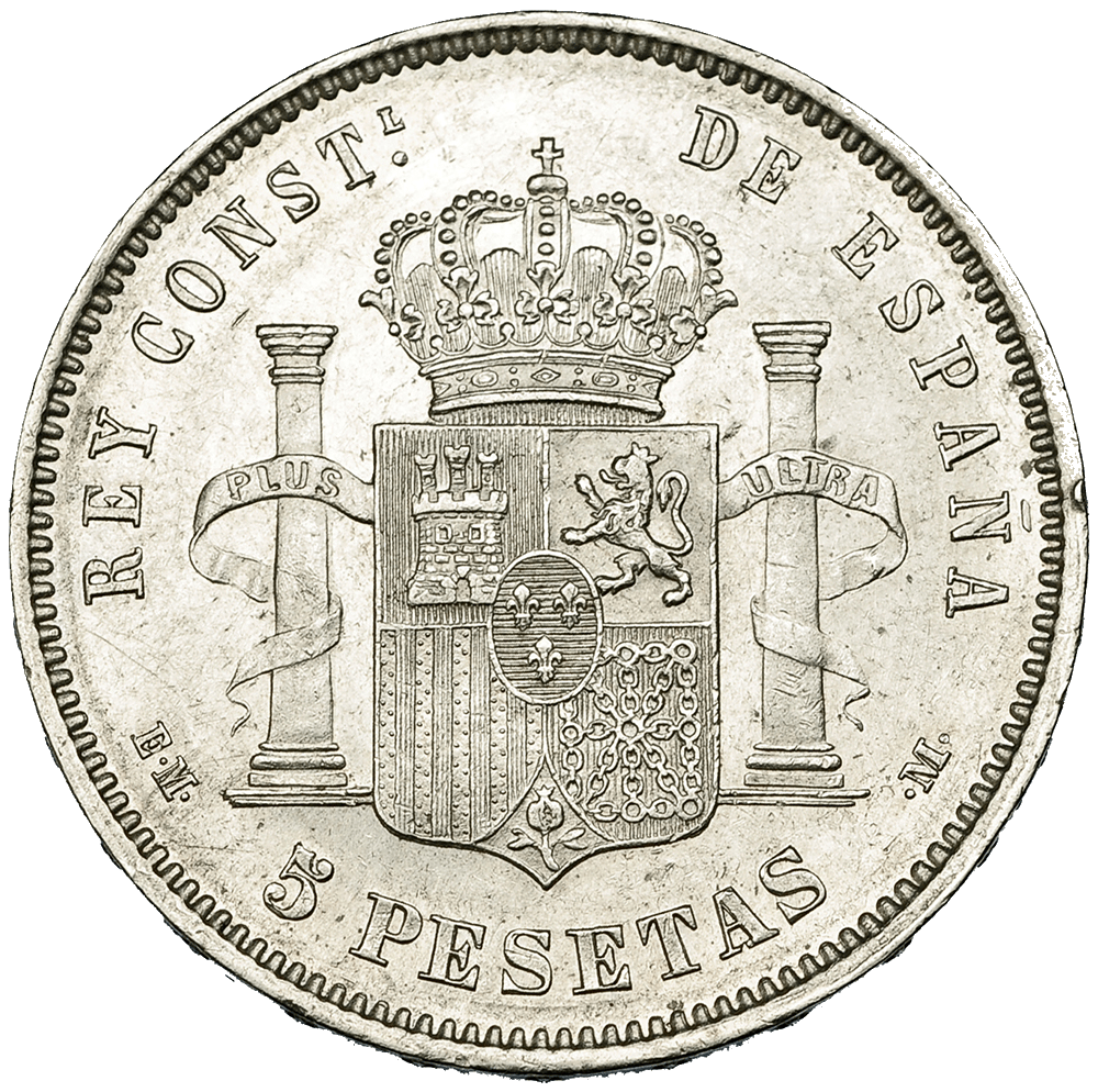 5 peseta's Alfonso XII jong in zilver - 1877 - 1881