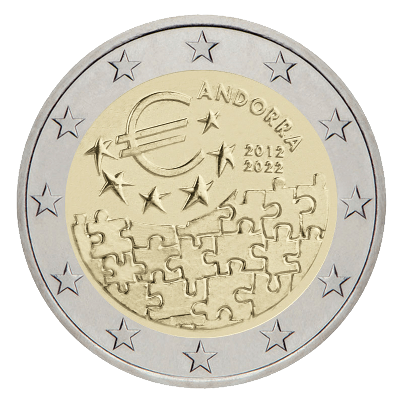 2 euro herdenkingsmunt monetaire overeenkomst - andorra - 2022