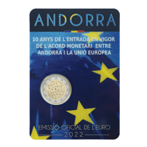 2 euro herdenkingsmunt monetaire overeenkomst - andorra - 2022