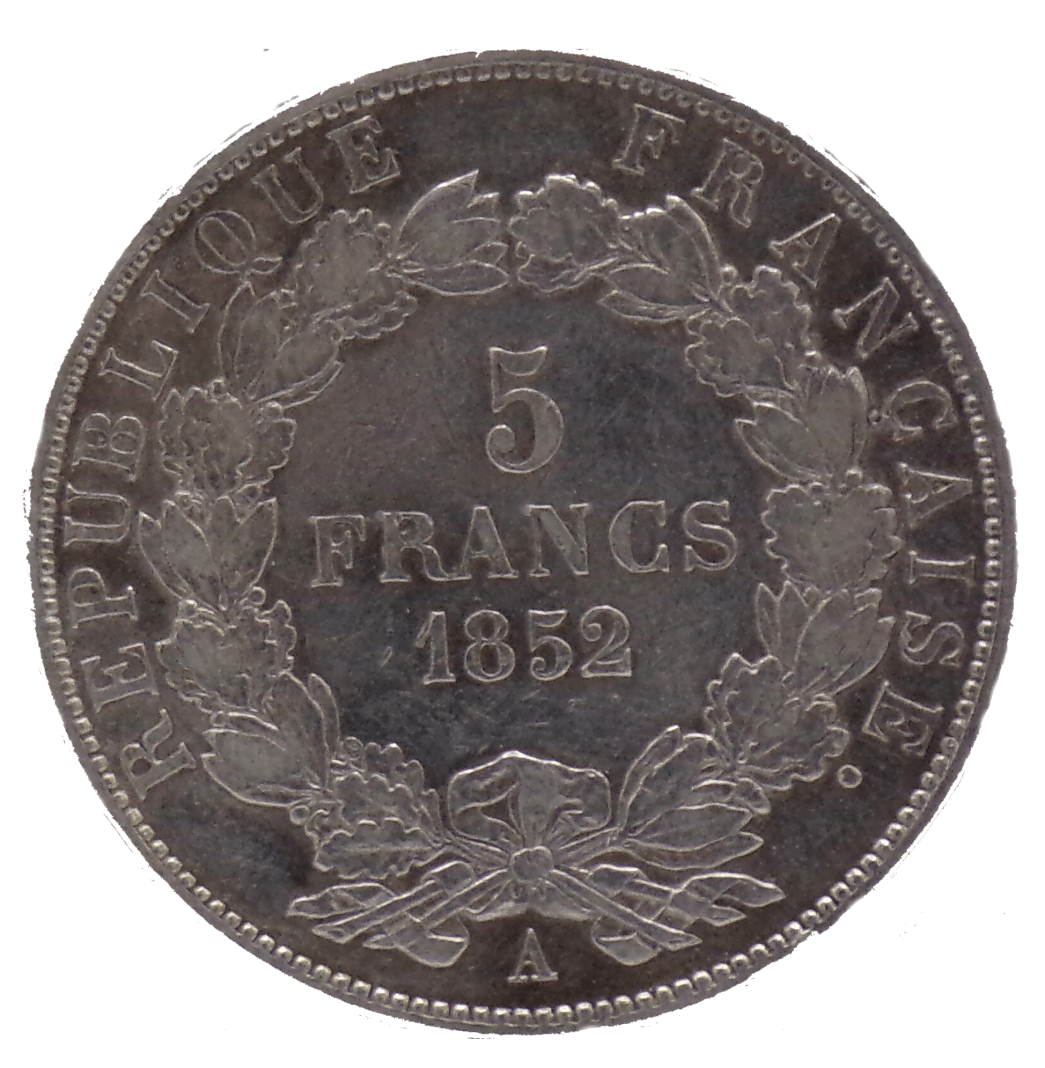 5 frank louis napoleon bonaparte in zilver keerzijde