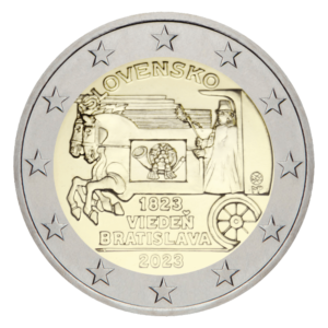2 euro herdenkingsmunt postkoets - slowakije - 2023