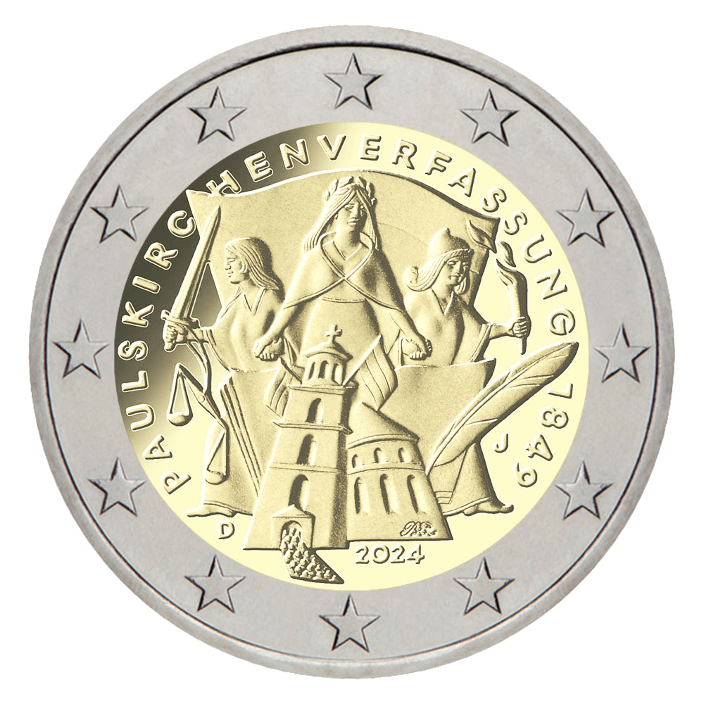 2 euro herdenkingsmunt Grondwet van de Pauluskerk - Duitsland - 2024
